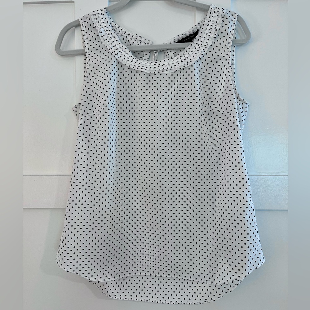 Banana Republic Black & White Polka Dot Sleeveless Blouse